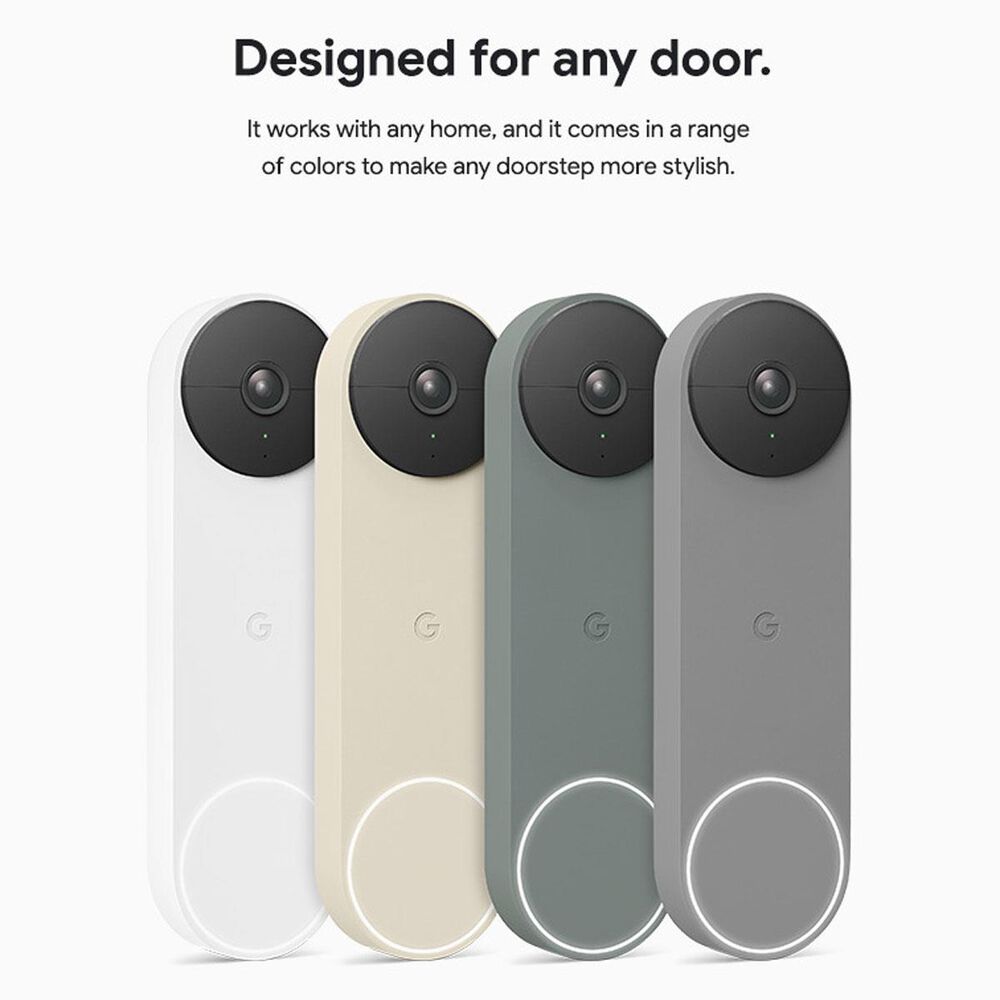 Google Nest Doorbell Battery Smart Wi-Fi Video Doorbell Camera in Ash, , large