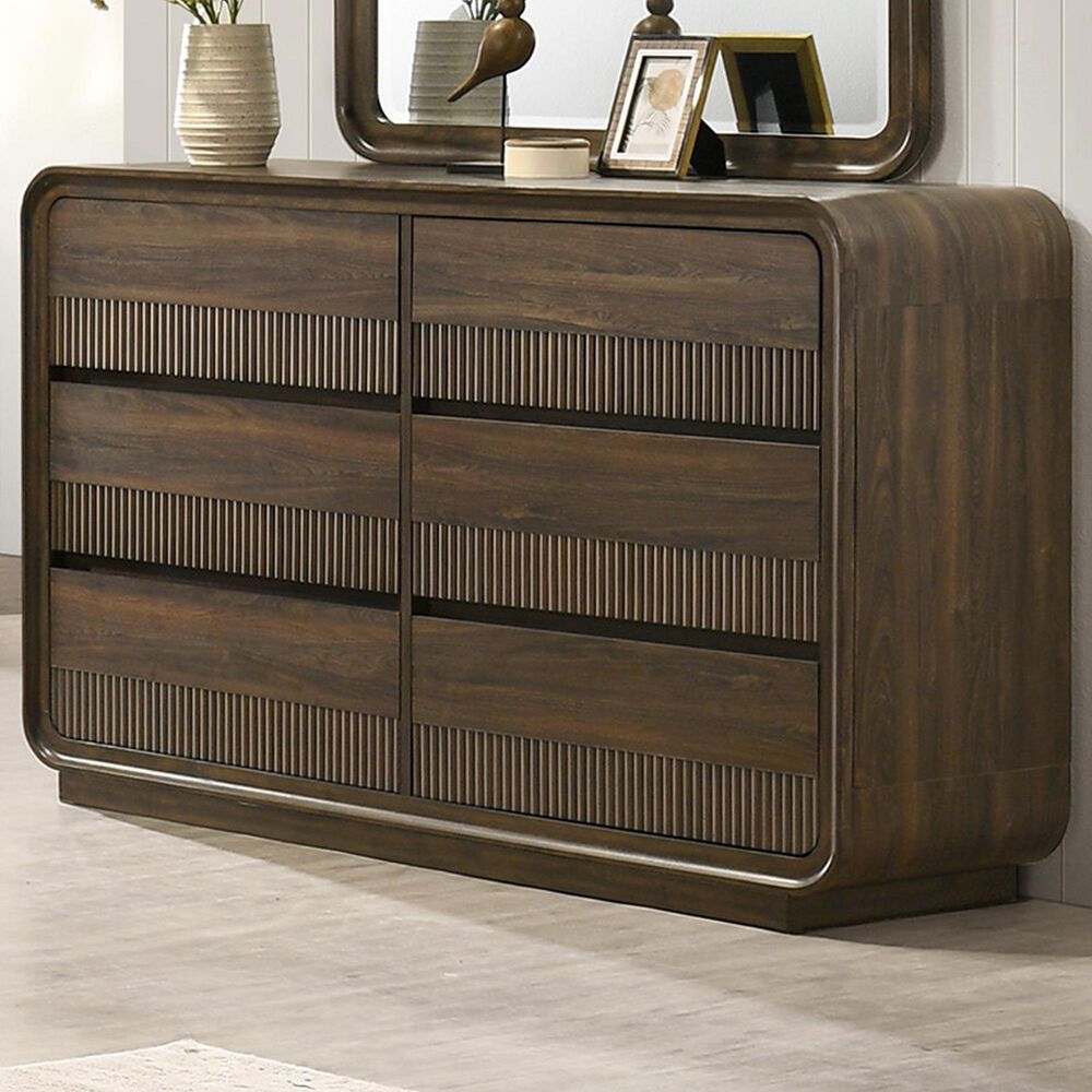 Crown Mark Kinkaid 6-Drawer Dresser Only in Brown, , large