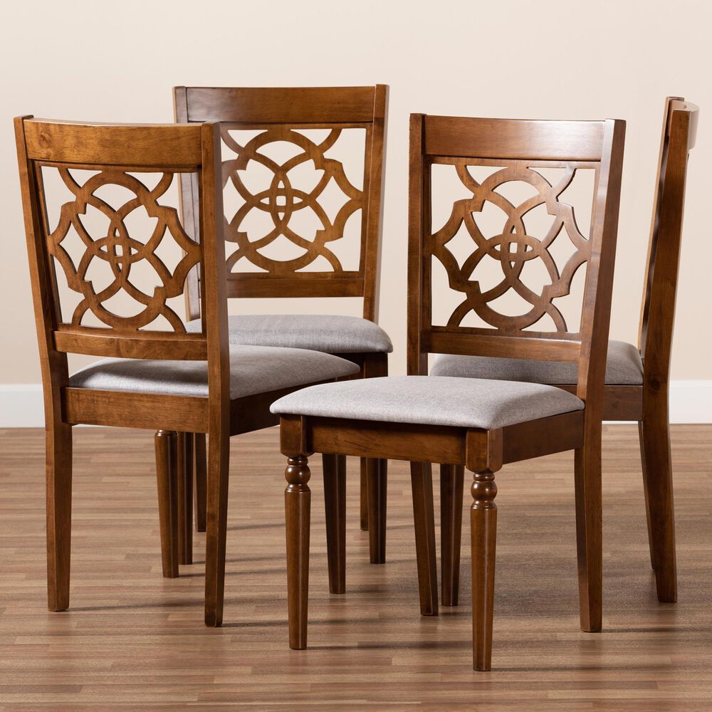 Baxton Studio Lylah Side Chair in Walnut Brown (Set of 4), , large