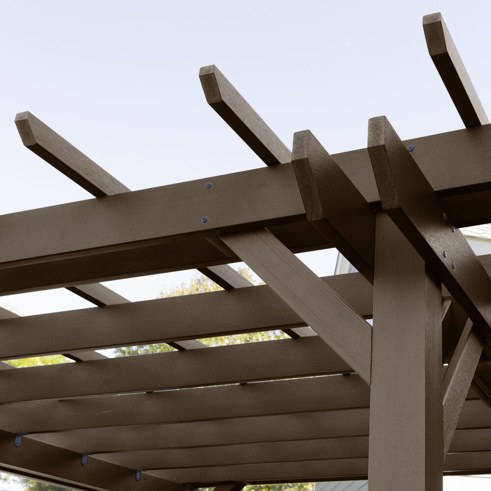 Highwood USA Bodhi 12&#39; x 12&#39; Pergola with 2 Weatherly 4&#39; Porch Swings in Weathered Acorn, , large