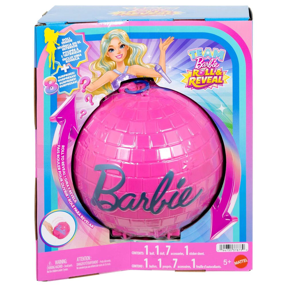 Barbie Roll and Reveal Pop Star Doll with Disco Ball Encasement, , large