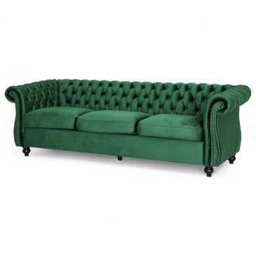 Noble House Somerville Stationary Sofa in Emerald Velvet, , large