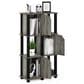 HOMLUX 4-Tier Storage Bookcase with Three Doors in French Oak and Black, , large