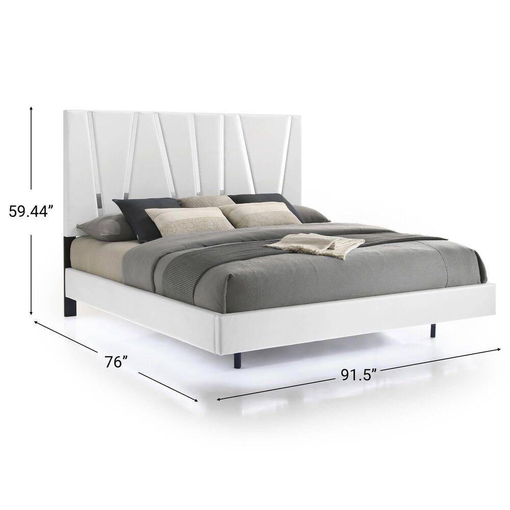 New Heritage Europa 4 Piece Wood Cal King Panel Bedroom Set with Nightstand in White, , large