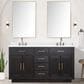 Lexora Home Abbey 60" Double Bathroom Vanity in Brown Oak with 2 cm White Quartz Top, Rectangular Sinks and 28" Mirrors, , large