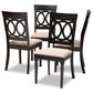 Baxton Studio Lucie Side Chair with Sand Cushion in Espresso Brown (Set of 4), , large