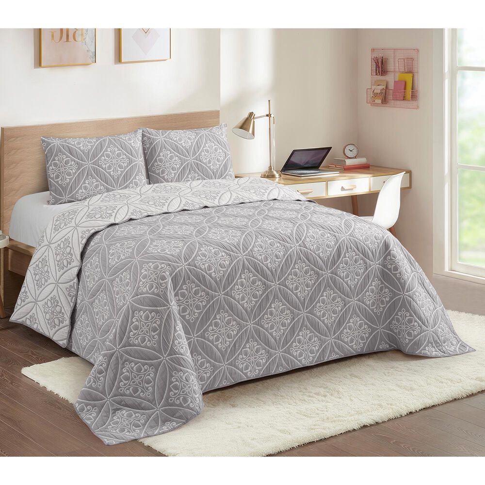 Duke Imports 3-Piece Jacquard King Quilt Set in Stone Mandala, , large