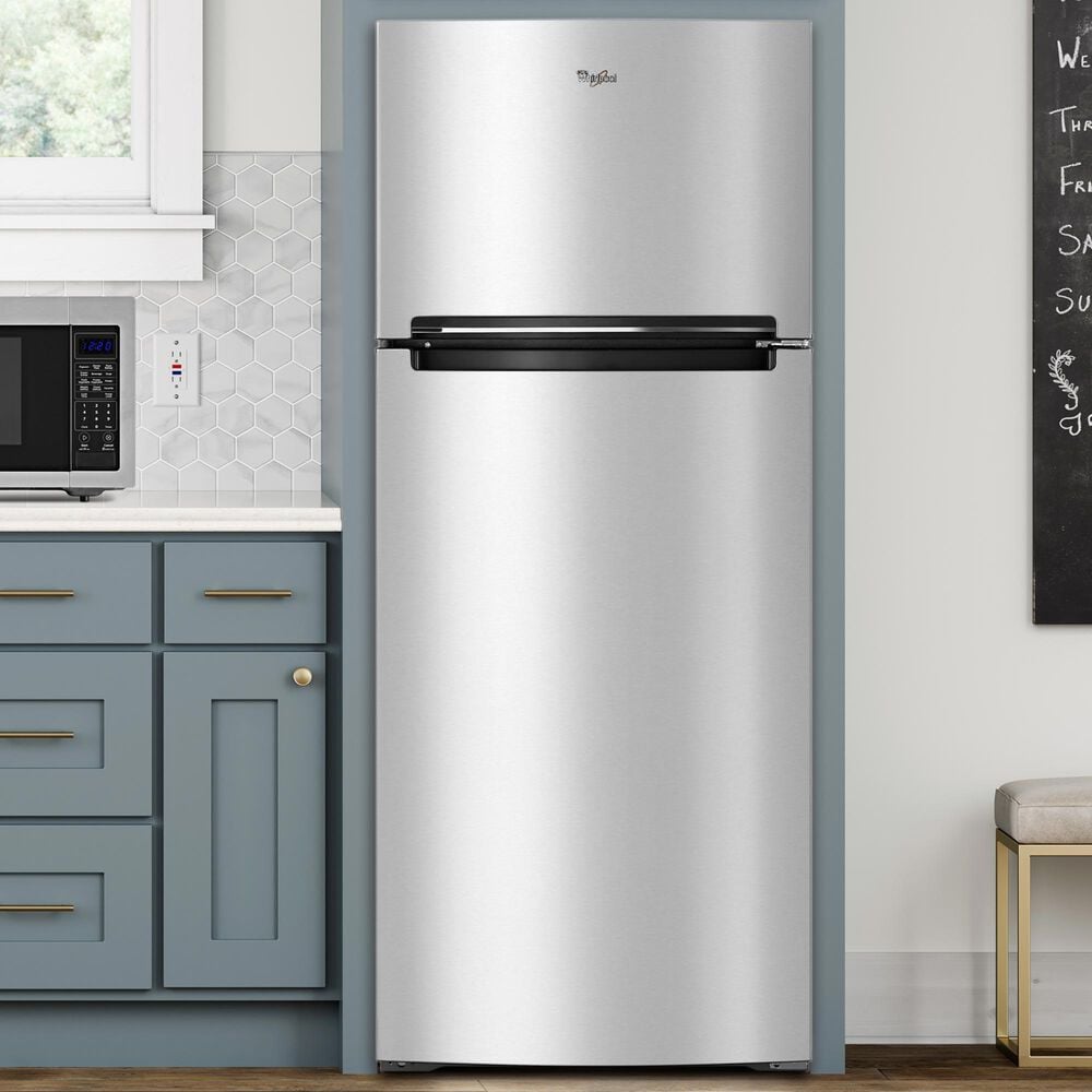 Whirlpool 18 Cu. Ft. Top Freezer Refrigerator with EZ Connect Icemaker Kit in Fingerprint Resistant Metallic Steel, , large