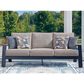Ashley East Beach Stationary Sofa with Beige Cushions in Navy Blue and Driftwood, , large
