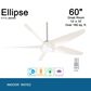 Minka-Aire Ellipse 60" LED Ceiling Fan with White Blades in Brushed Nickel, , large