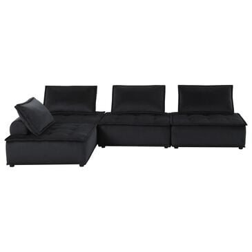 HOMLUX Anna C 4-Piece Stationary Sectional Sofa in Black Velvet, , large