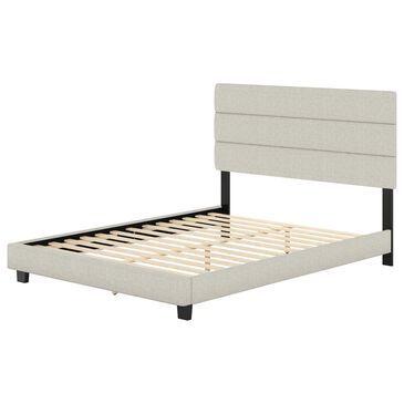 Accent Sicily Queen Upholstered Platform Bed in White, , large