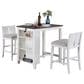 HOMLUX 3-Piece Counter Height Dining Set with Shelves and 2-Chair in White and Rich Espresso, , large