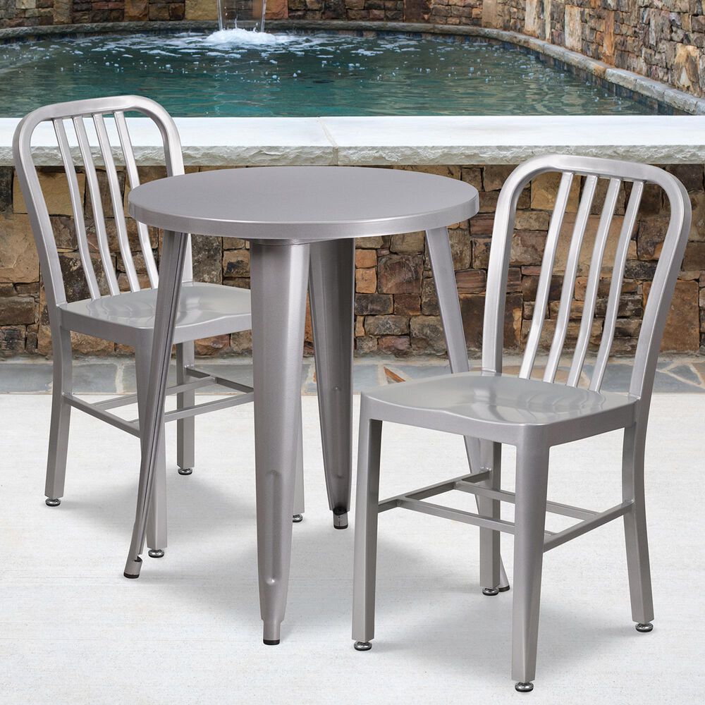 Flash Furniture 3-Piece Metal Table Set in Gray, , large