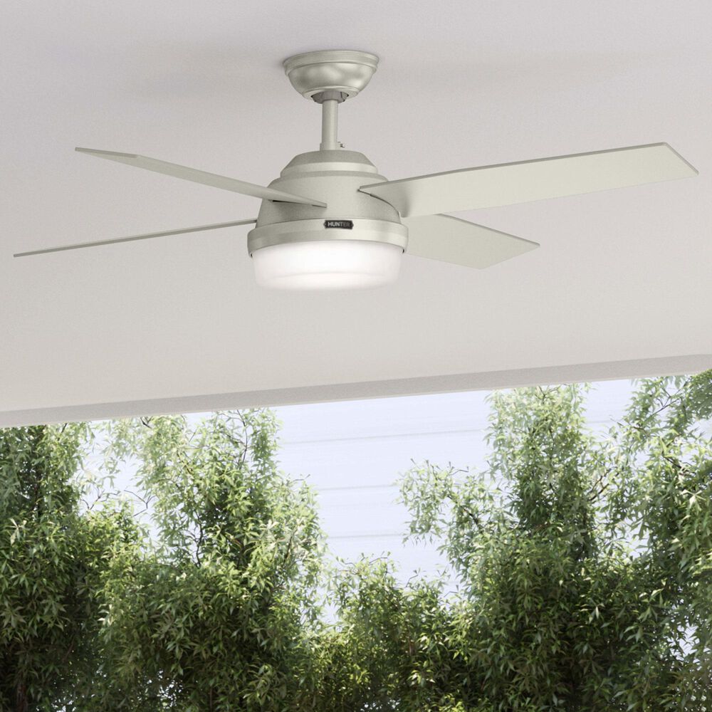 Hunter Dempsey 52&quot; Outdoor Ceiling Fan with Lights in Matte Nickel, , large
