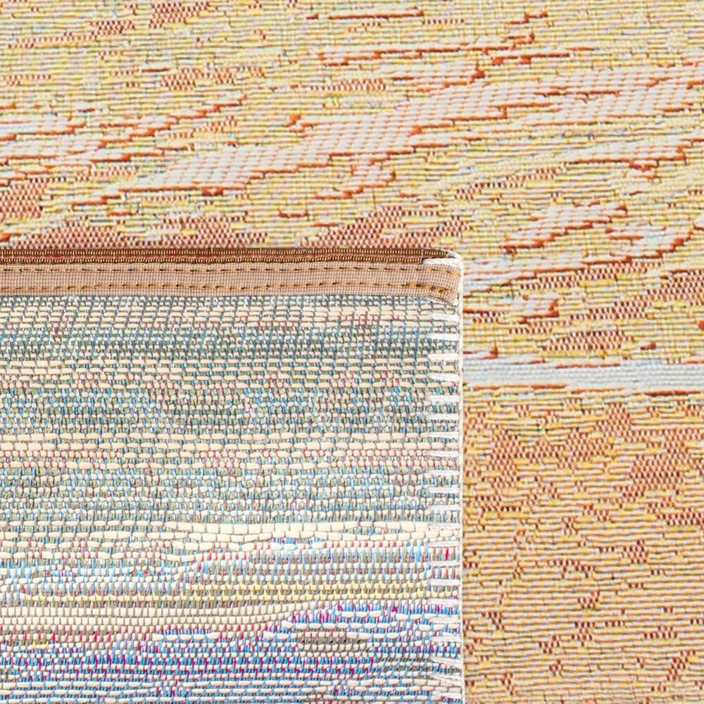 Safavieh Barbados Tropical Beach BAR560  8&#39; Square Gold and Blue Indoor/Outdoor Area Rug, , large