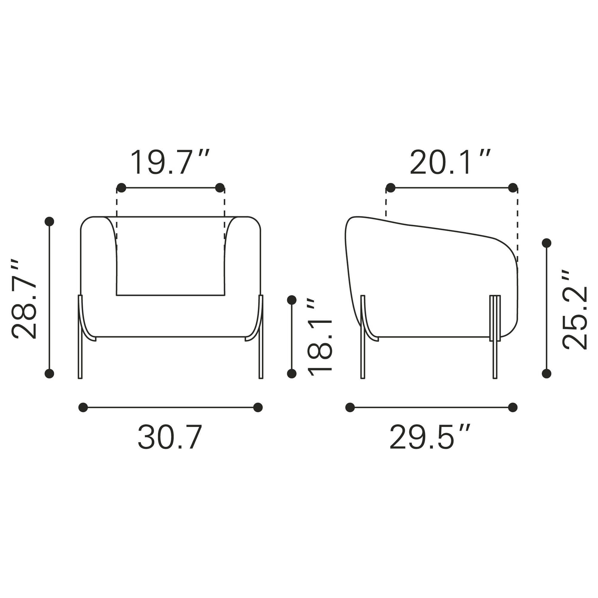 Standard store armchair dimensions