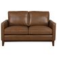 Italiano Furniture Weston Leather Stationary Loveseat in Highland Brown, , large