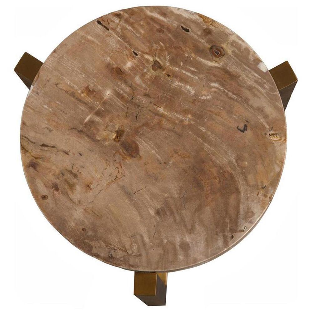 TimberHaus Large Petrified Slice Side Table in Black, Gold and Brown, , large