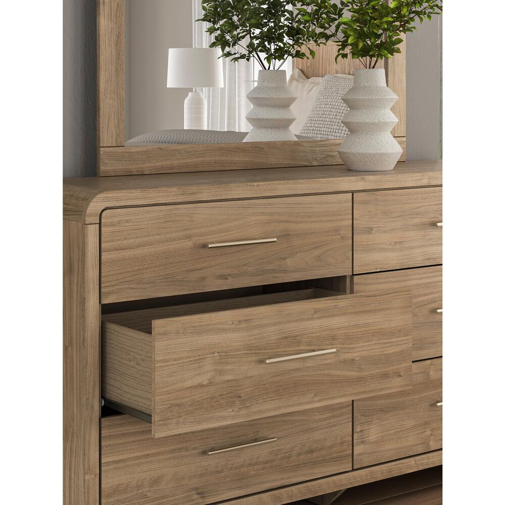 Ashley Gramburg Dresser and Mirror in Warm Natural Brown, , large