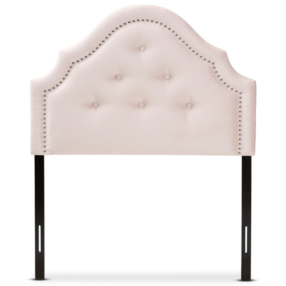 Baxton Studio Cora Twin Upholstered Panel Headboard in Light Pink, , large
