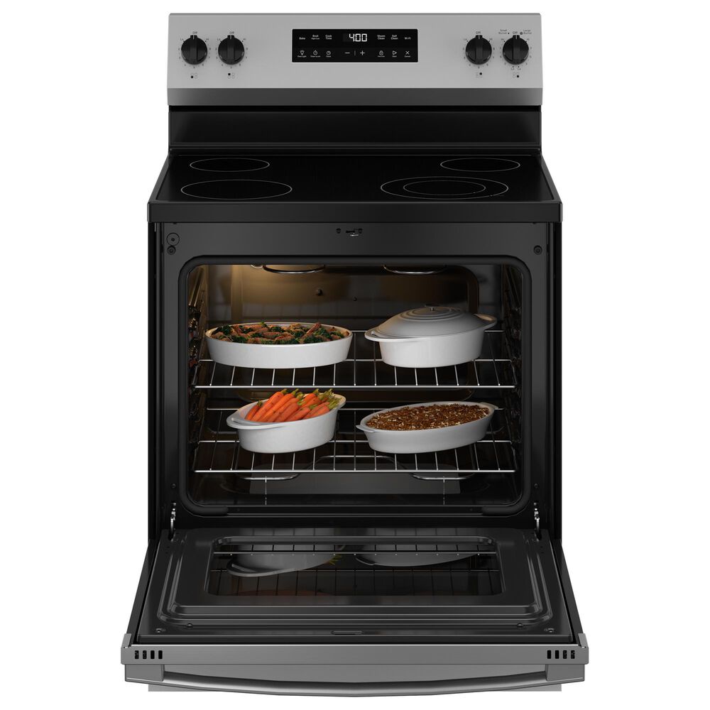 GE Appliances 30&quot; Freestanding Electric Range with Self-Clean and 4 Burners in Stainless Steel and Black, , large