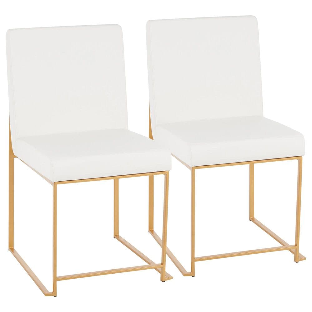 Lumisource Fuji Side Chair with White Cushion in Gold (Set of 2), , large