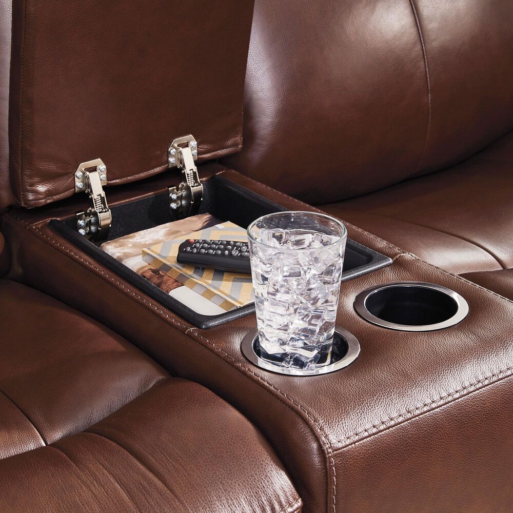 Ashley Next Move Power Reclining Console Loveseat in Mahogany, , large