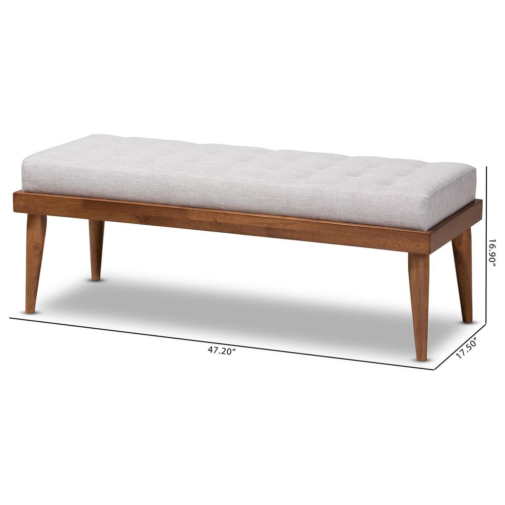 Baxton Studio Linus Accent Bench in Grayish Beige, , large