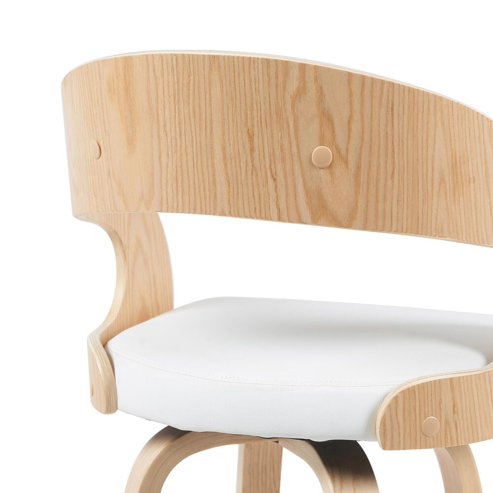 Armen Living Shelly Swivel Bar Height Stool in Oak, , large