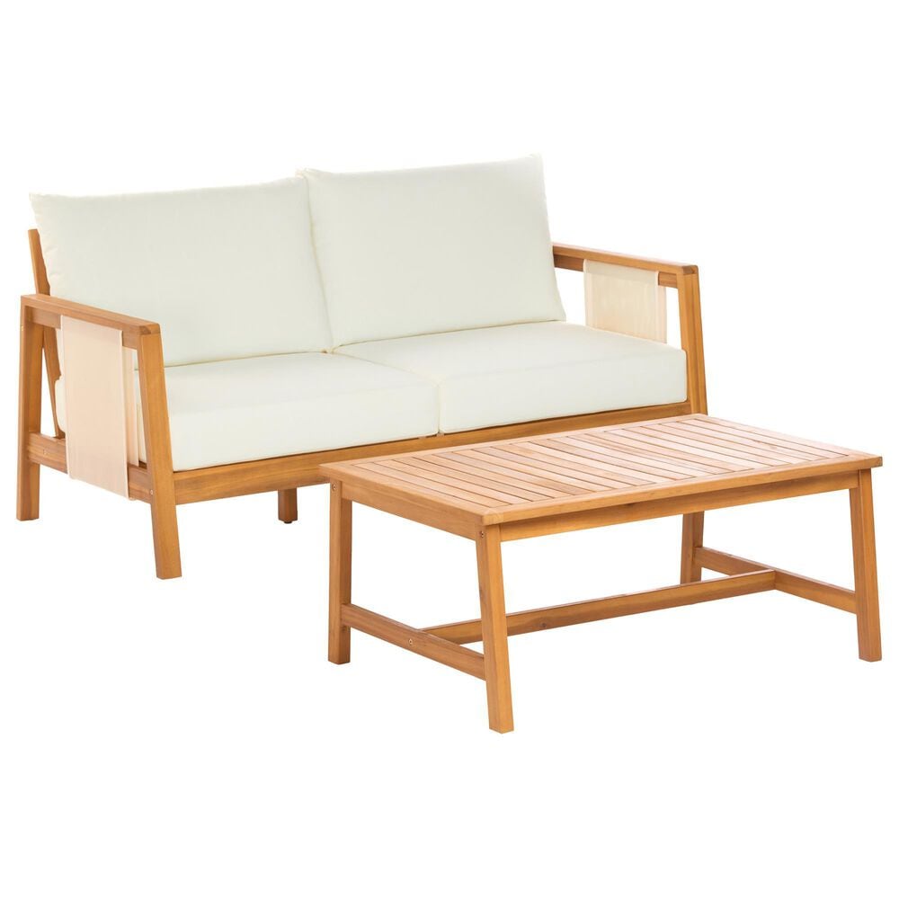 HOMLUX 2-Piece Outdoor Conversation Set with Cushions in Brown and Beige, , large