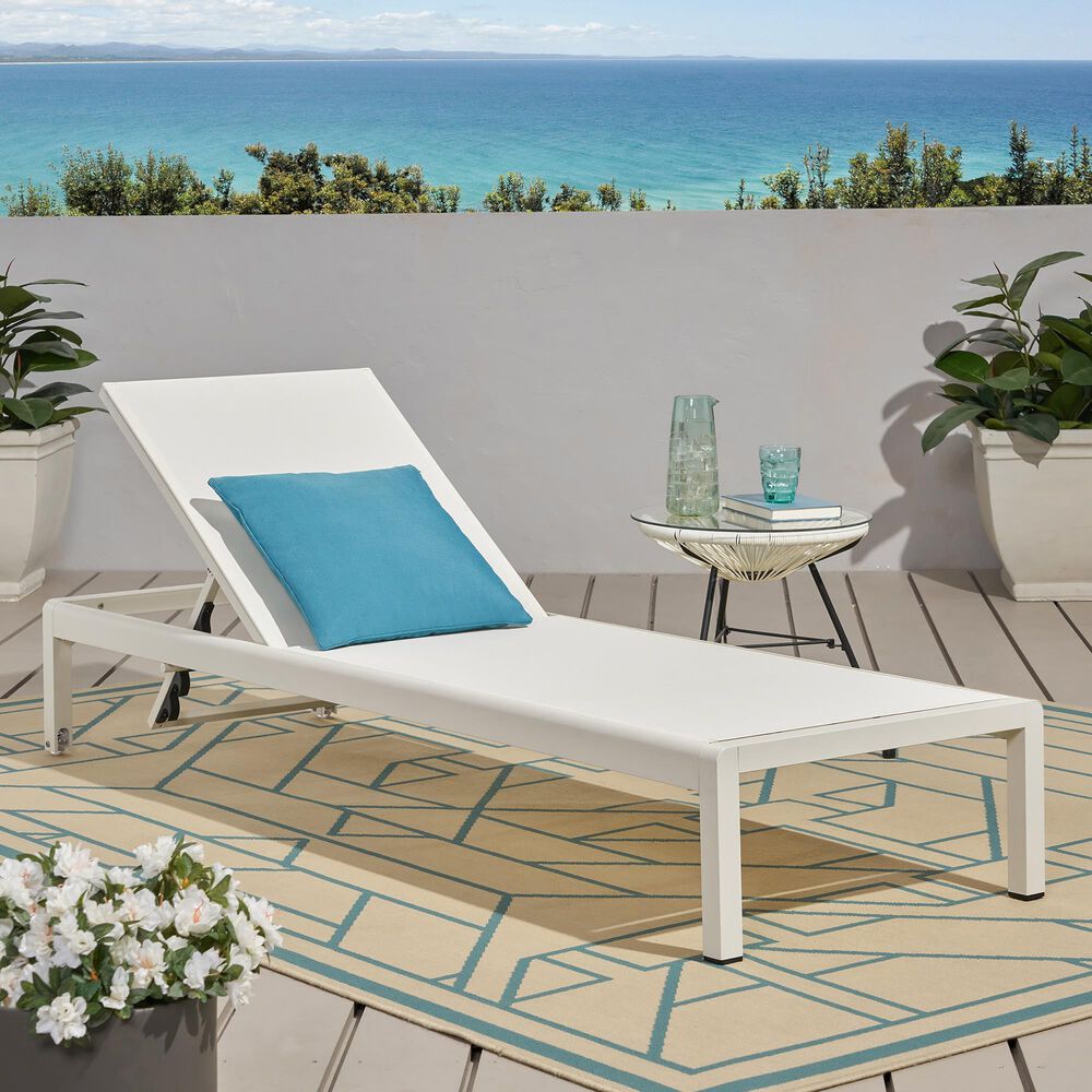 Hearth and Haven Cape Coral Outdoor Chaise Lounge in White, , large