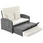 HOMLUX Wicker Rattan Double Chaise Lounge in White, , large