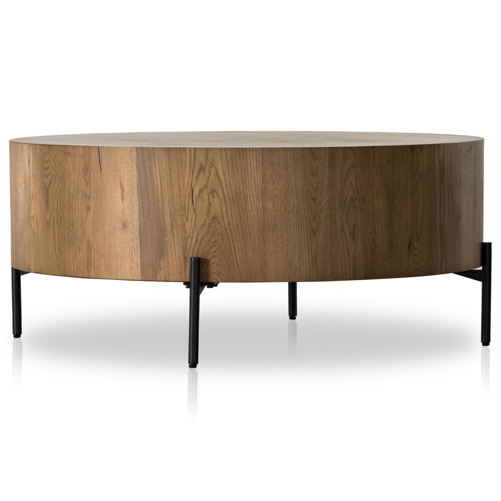 Four Hands Eaton Drum Coffee Table in Amber Oak, , large