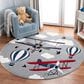 Safavieh Carousel 5"3" Round Light Grey and Red Kids Area Rug, , large