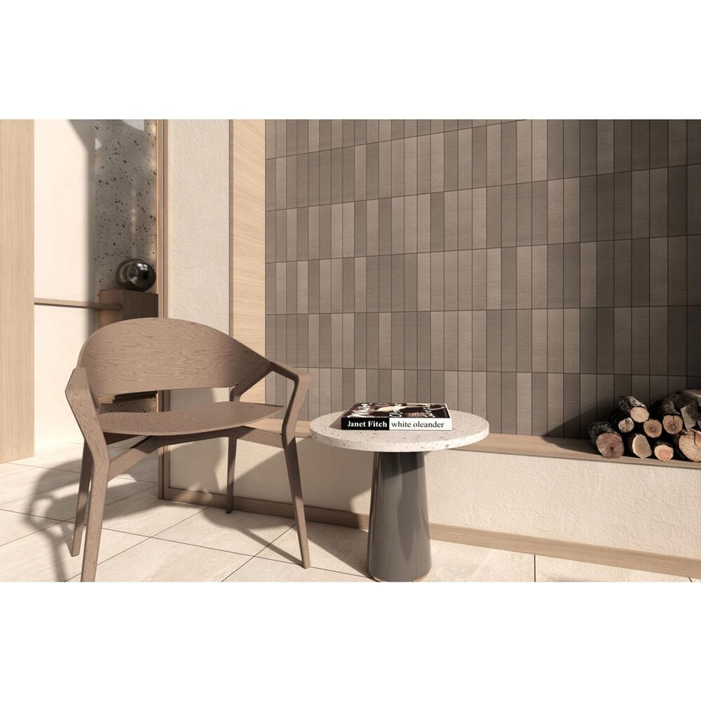 Emser Ikigai Silt 1" x 7" Stacked on 10" x 14" Matte Porcelain Mosaic Sheet, , large