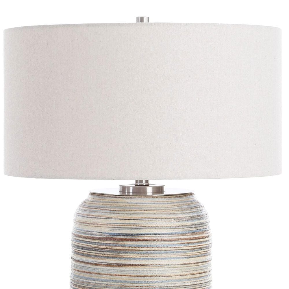 Uttermost Prospect Large Table Lamp in Brown, Taupe, Cream, Blue and Brushed Nickel, , large