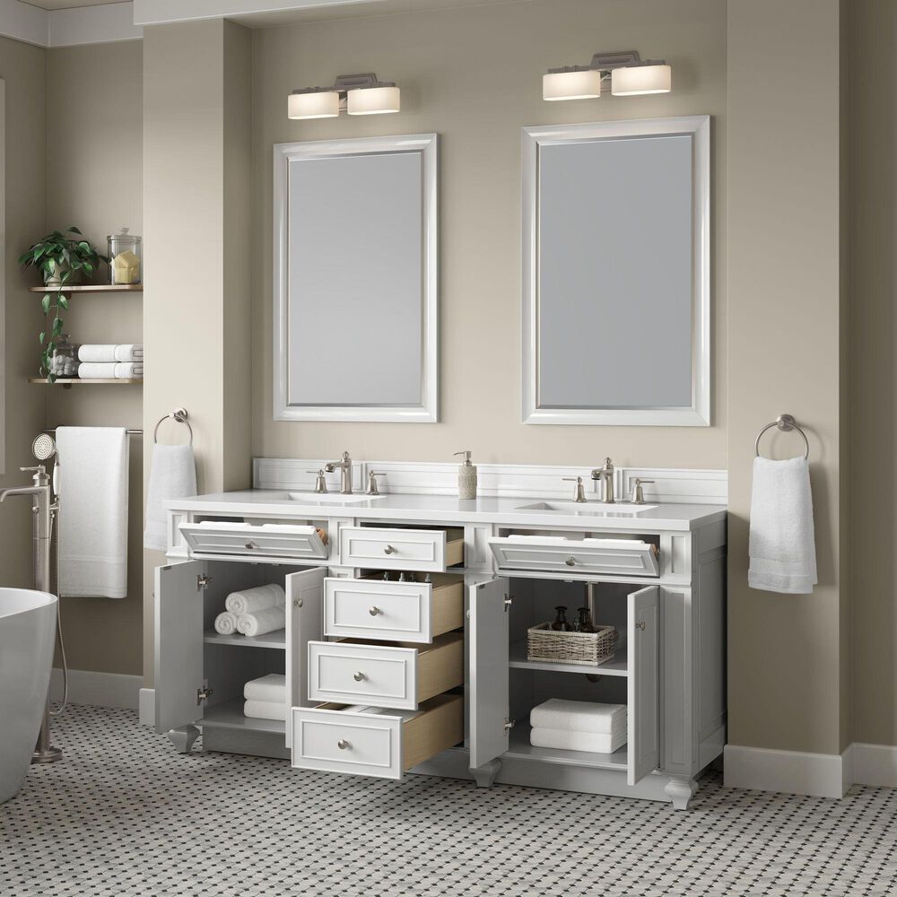 James Martin Bristol 72" Double Bathroom Vanity Cabinet in Bright White, , large