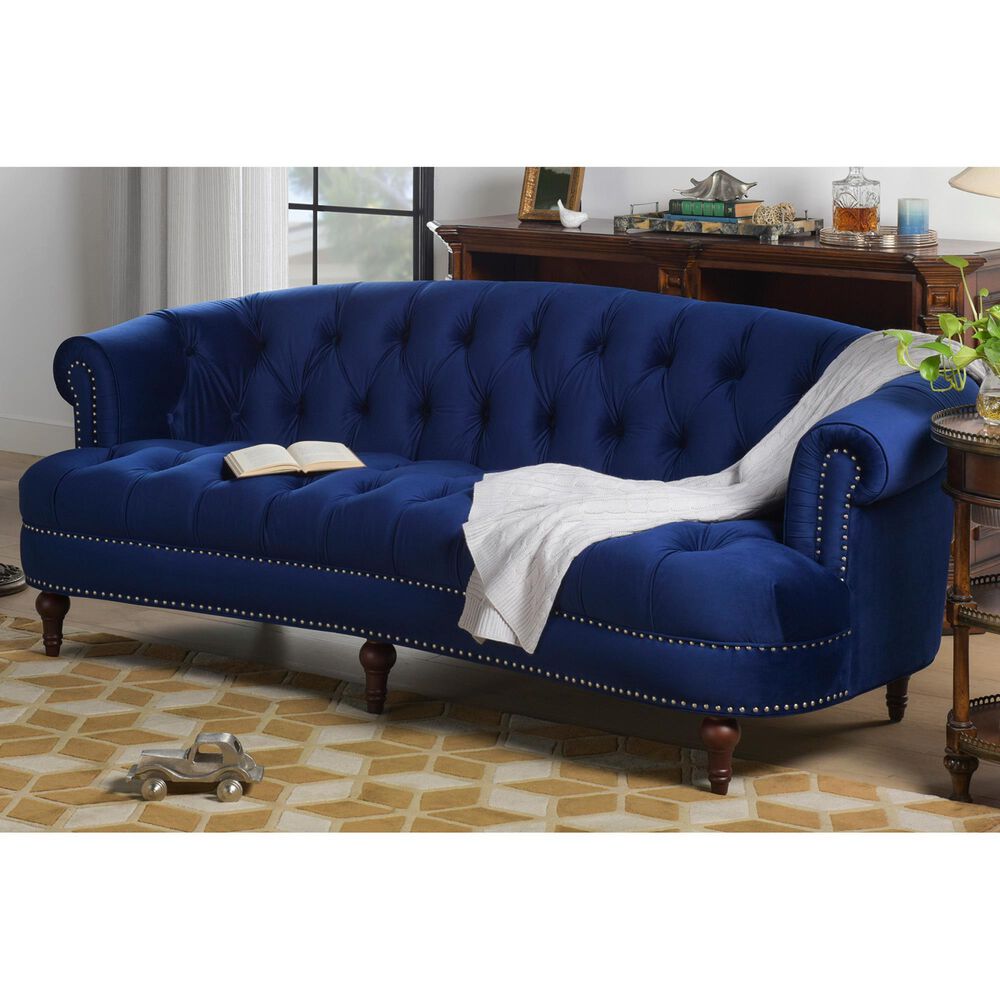 Jennifer Taylor Home La Rosa Victorian Chesterfield Tufted Stationary Sofa in Navy Blue Velvet, , large