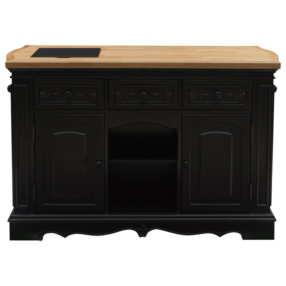 Linon Home Decor Pennfield Kitchen Island in Natural and Black Sand, , large