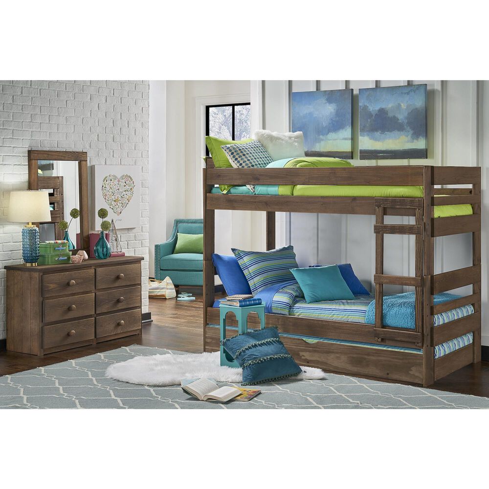 Rusticvale Twin over Twin Bunkbed with Trundle in Chestnut, , large