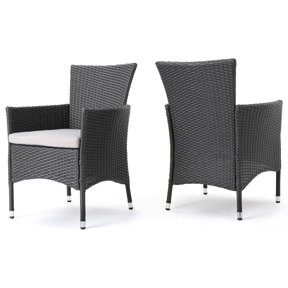Hearth and Haven Malta Outdoor Dining Chair in Grey (Set of 2), , large