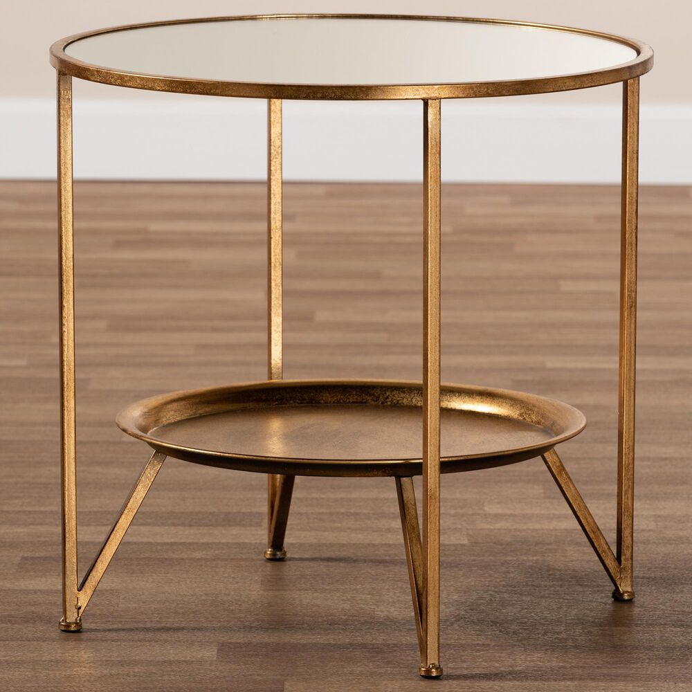 Baxton Studio Tamsin Accent Table in Antique Gold, , large