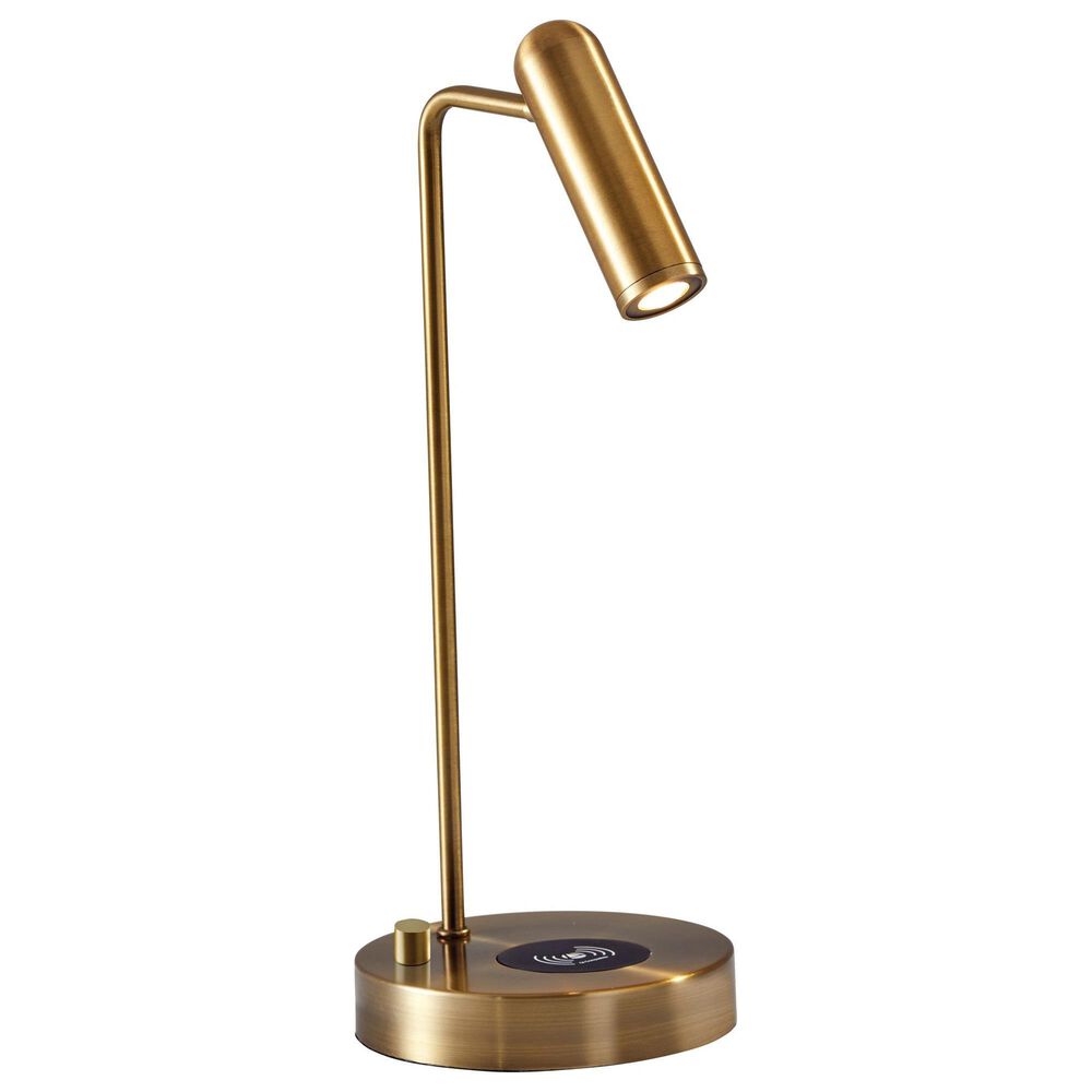 Adesso Kaye Desk Lamp with LED Charge and USB in Antique Brass, , large