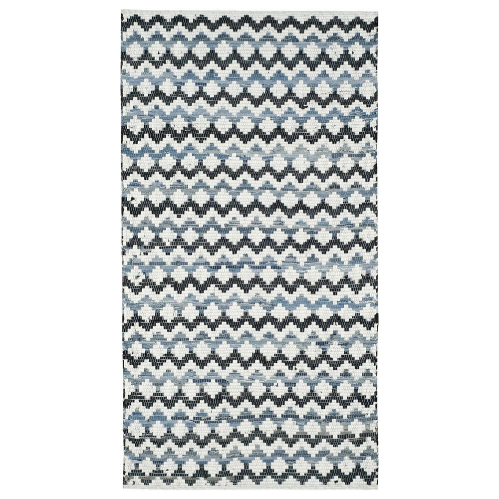 Safavieh Montauk Chevron 3" x 5" Ivory, Blue and Black Area Rug, , large