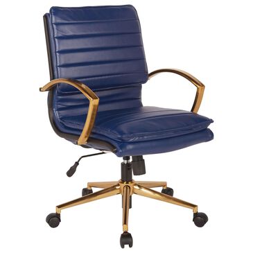 OSP Home Office Chair with Navy Cushion with Gold Finish, , large