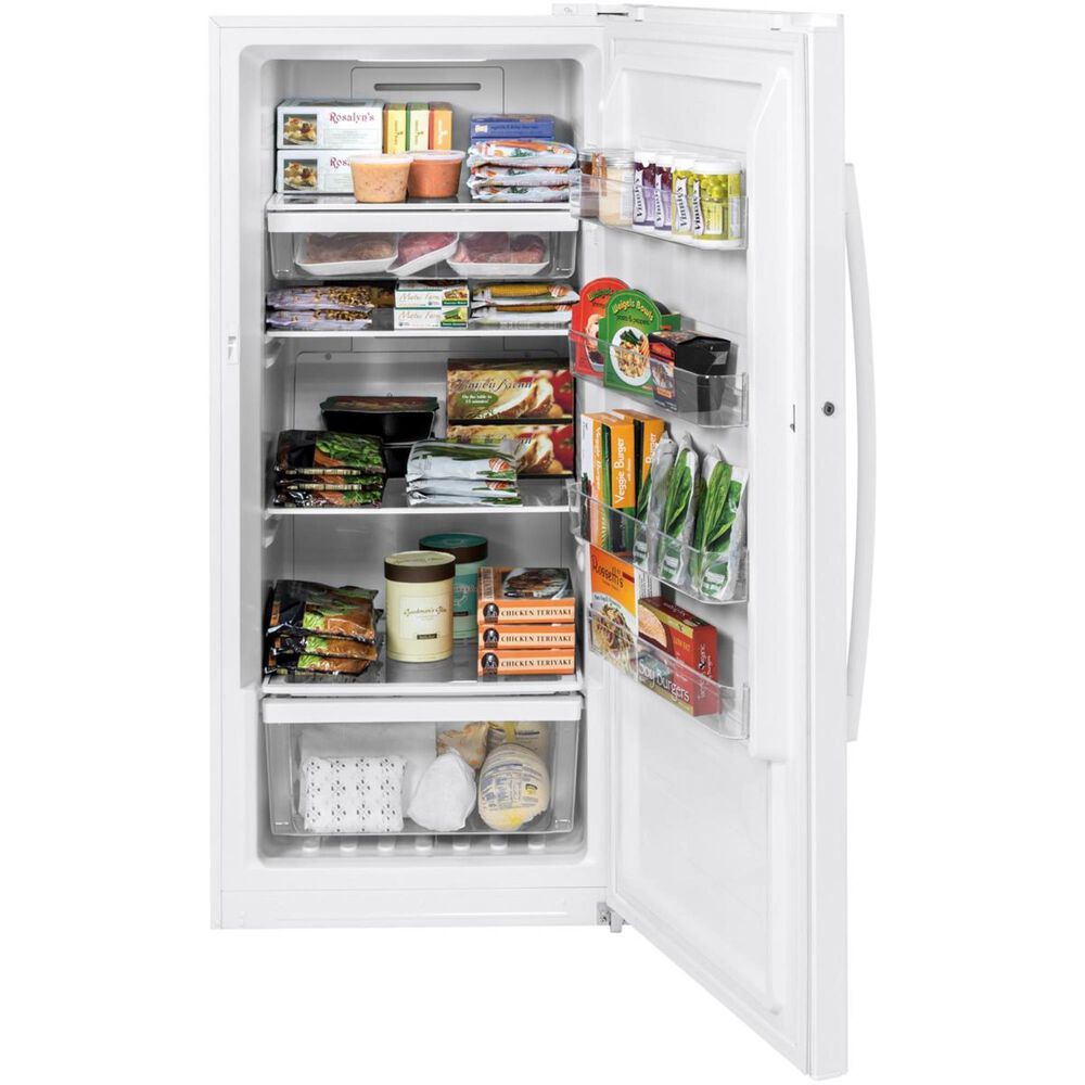 GE Appliances 14.1 Cu. Ft. FrostFree Upright Freezer in White NFM