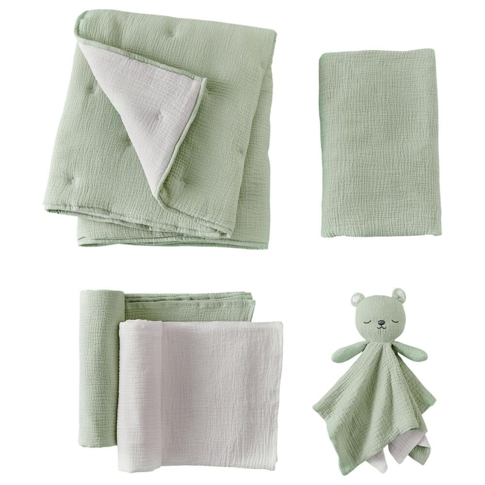 Levtex Cloud Muslin 5-Piece Bedding Set in Sage and White, , large