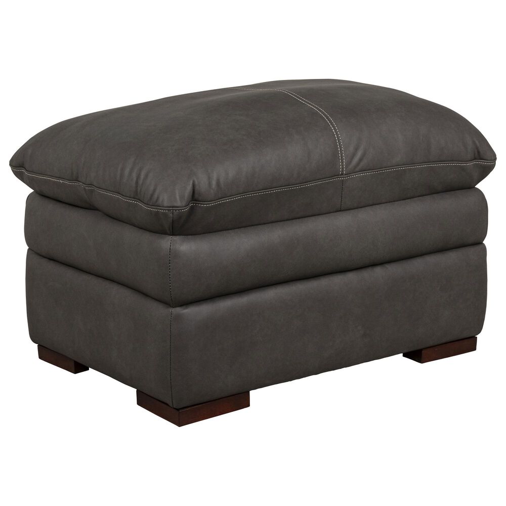 Superb Leather Leather Ottoman in Oslo Dark Grey, , large