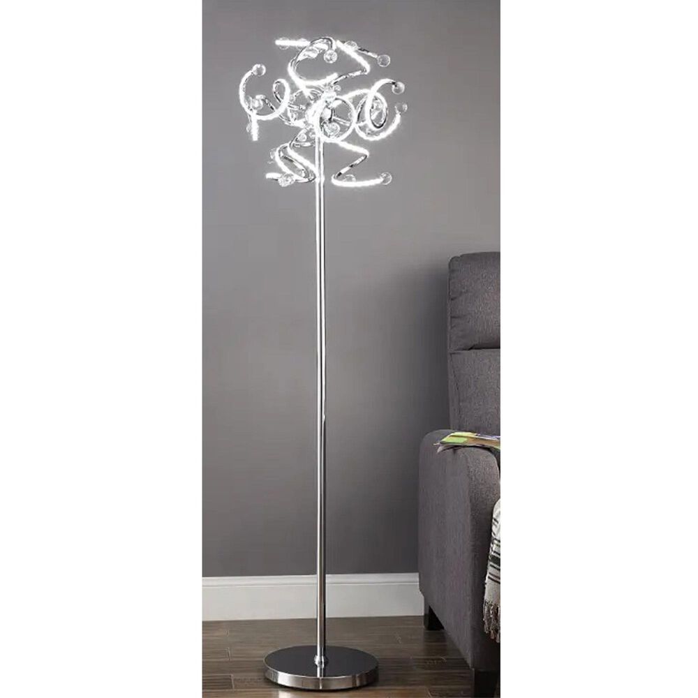 Anthony California 64" Swirls LED Floor Lamp in Chrome, , large